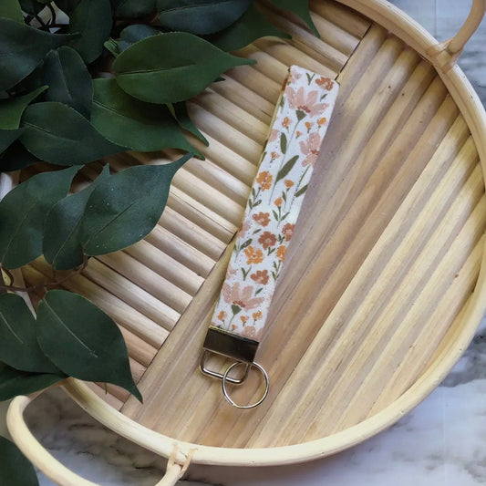 Garden Print Fabric Wristlet Keychain