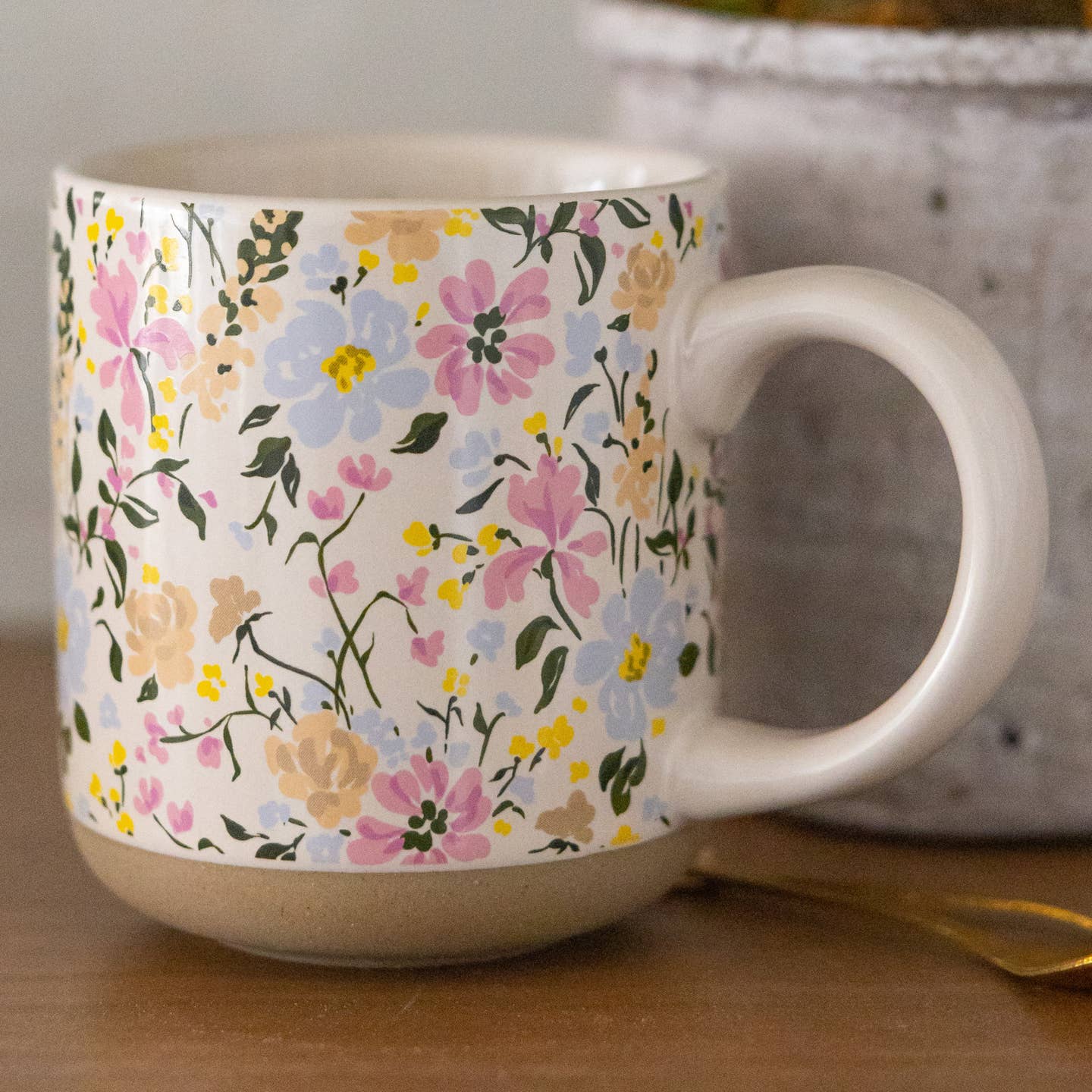 Floral Stoneware Coffee Mug